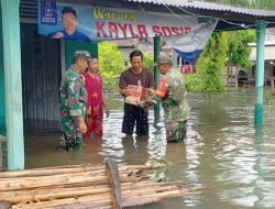 Desa Talang Batu Mesuji Timur Banjir, Prajurit Kodim 0426/TB Siaga Bantu Warga