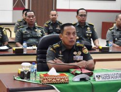 Kasrem 043/Gatam Ikuti Penerimaan Kunjungan Tim Dalproggar TNI AD Di Kodam II/Swj Secara Virtual