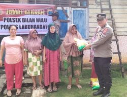 Polsek Bilah Hulu Tebar Kepedulian, Gelar Jumat Berkah dan Bagikan Sembako untuk Warga Kurang Mampu