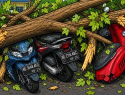 Unila Tanggung Dampak Pohon Tumbang, Delapan Kendaraan Mahasiswa Diperbaiki